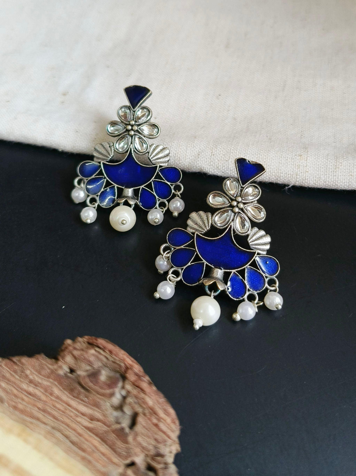 Pearl Oxidised Studs | AMOLA