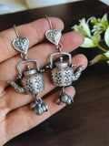 Silver-Plated Kettle Hook Earrings with Ghungroo | AMOLA