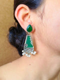 Designer Silver-Look Monalisa Dangler Earrings for Ethnic Wear | AMOLA