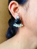 Casual Wear German Silver Oxidised Stud Earrings with Elegant Design | AMOLA