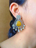 Monalisa Pearl Silver-Plated Oxidized Stud Earrings for Ethnic Wear | AMOLA