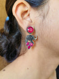 Brass Oxidised Elephant Dangler Earrings | AMOLA