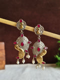 Peacock Oxidised Pearl Jhumki | AMOLA