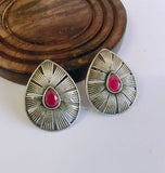 Elegant Teardrop Oxidised Silver Stud Earrings | AMOLA