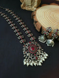 Traditional Silver Replica Pearl Drop Necklace Set | AMOLA