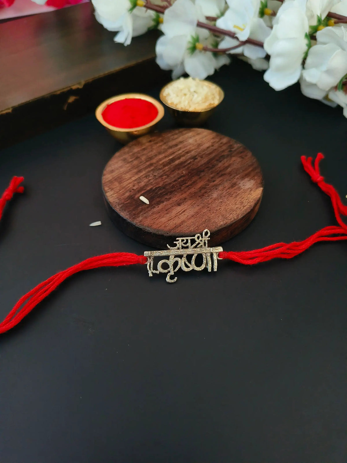 925 Silver Plated Krishna Rakhi with Divine Charm | AMOLA