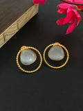 Golden Monalisa Stone Elegant Stud Earrings | AMOLA