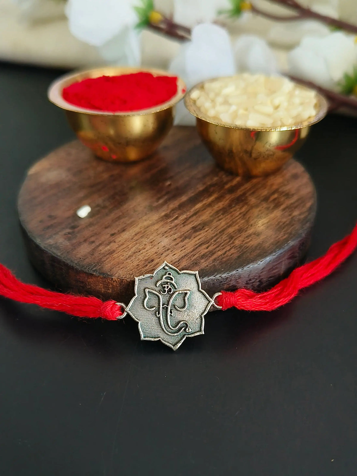 925 Silver Plated Ganesha Rakhi for Men & Kids | AMOLA