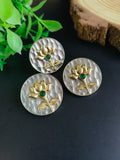 Coin-Shaped Dual-Tone Stud Earrings with Adjustable Finger Ring Combo | AMOLA