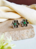 Oxidised Silver Floral Stud Earrings for Everyday Chic | AMOLA