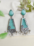 Designer Silver-Look Monalisa Dangler Earrings for Ethnic Wear | AMOLA
