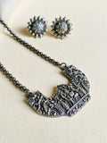 Spiritual Silver Look-Alike Pendant Set for Navratri Festive Style | AMOLA