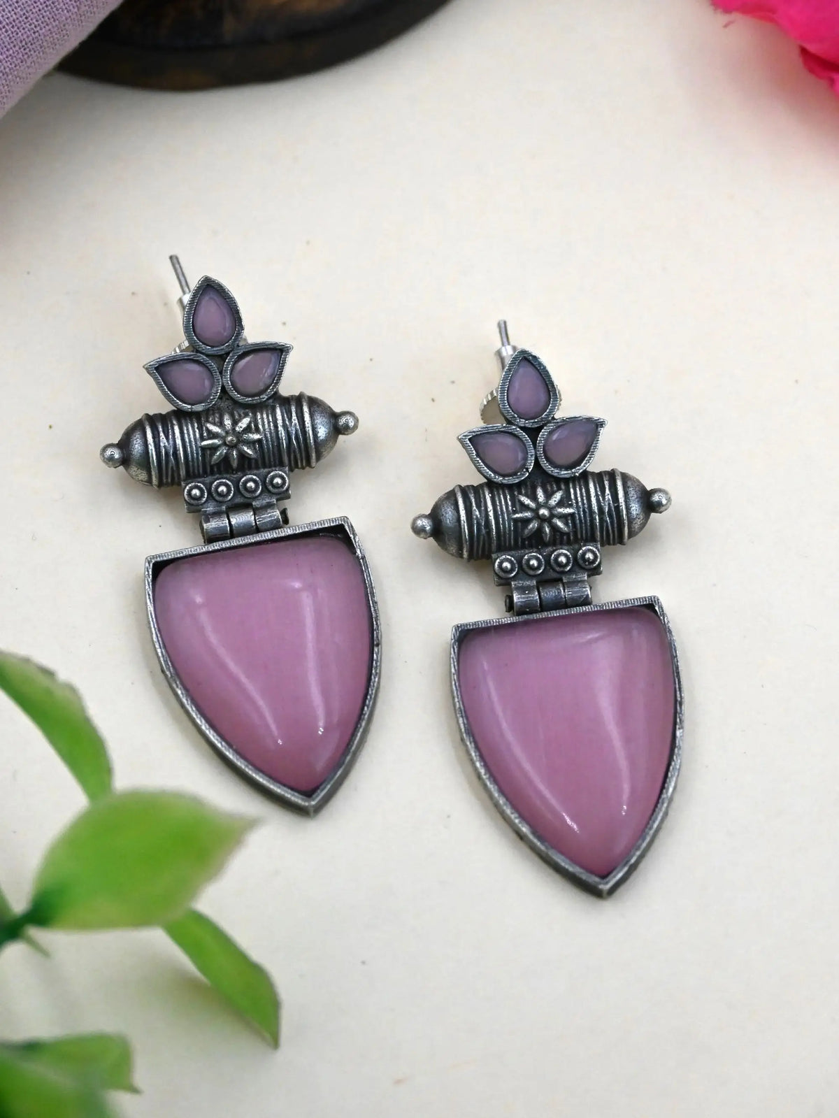 Antique Silver Monalisa Dangler Earrings with Elegant Finish | AMOLA