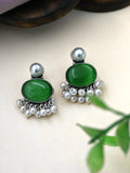 Casual Wear German Silver Oxidised Stud Earrings with Elegant Design | AMOLA