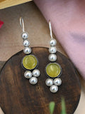 Oxidised Monalisa Pearl Hook Earrings for Casual Elegance | AMOLA