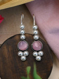Oxidised Monalisa Pearl Hook Earrings for Casual Elegance | AMOLA