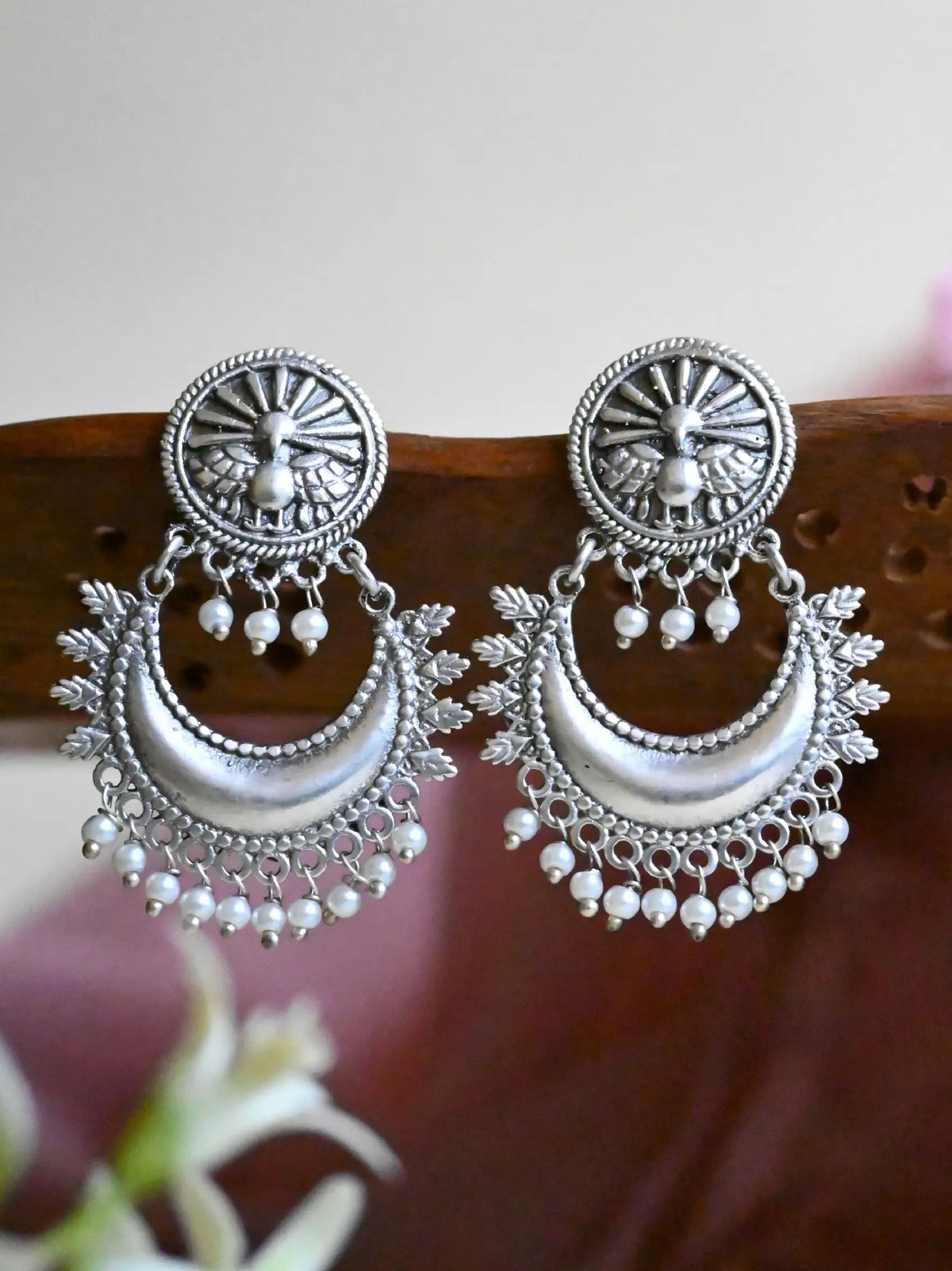 925 Silver Plated Chandbali Earrings with Timeless Elegance | AMOLA