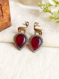 Silver and Golden Tone Monalisa Deer Stud Earrings for Unique Style | AMOLA