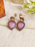 Silver and Golden Tone Monalisa Deer Stud Earrings for Unique Style | AMOLA