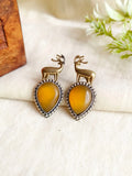 Silver and Golden Tone Monalisa Deer Stud Earrings for Unique Style | AMOLA