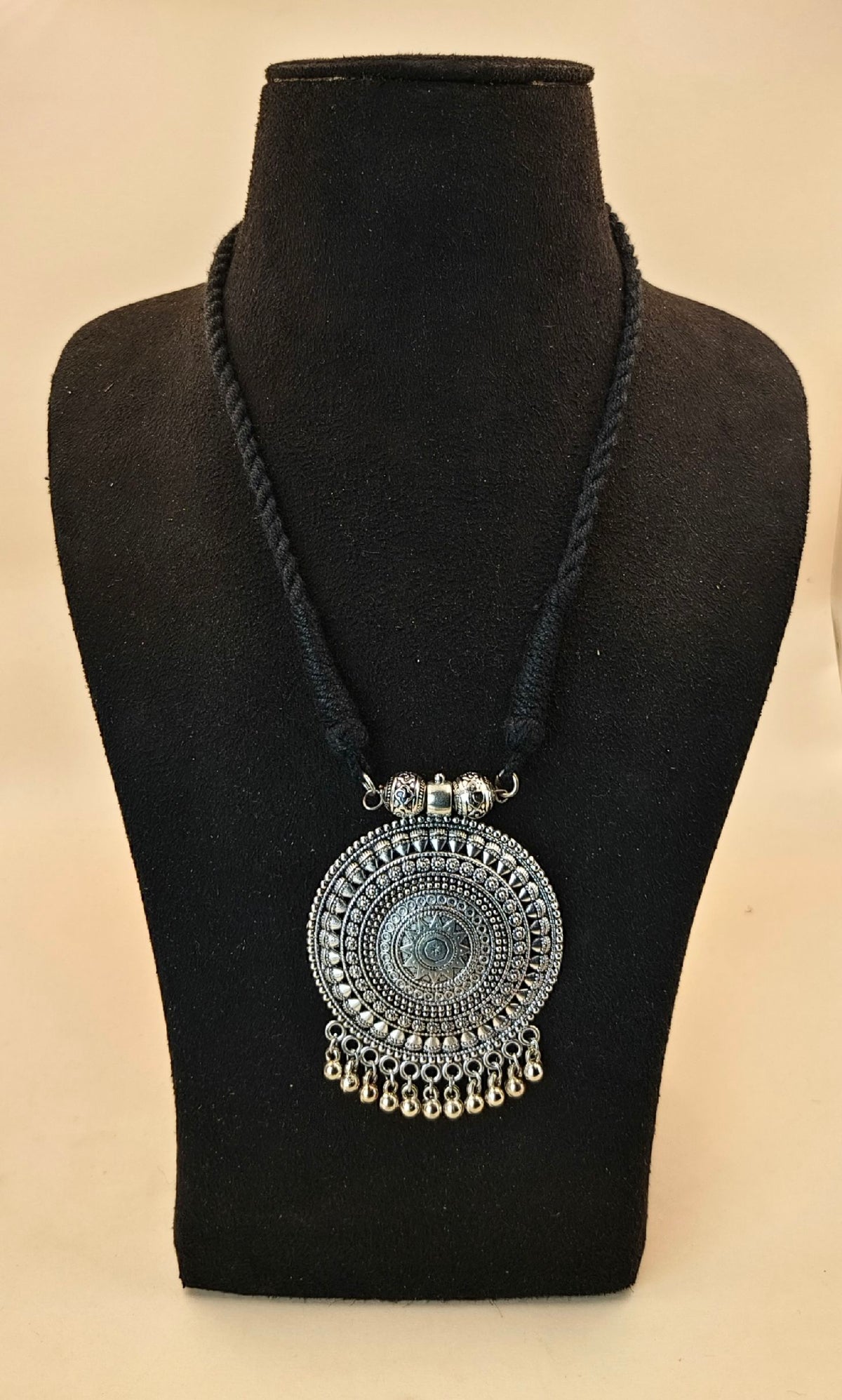 Oxidized German Silver Thread Pendant | AMOLA