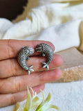 Graceful Silver Oxidised Fish Stud Earrings | AMOLA