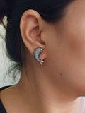 Graceful Silver Oxidised Fish Stud Earrings | AMOLA
