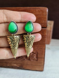 Elegant Dual-Tone Monalisa Dangler Earrings | AMOLA