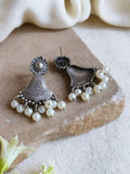 Antique Silver Pearl Stud Earrings | AMOLA