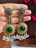 Dual-Tone Stylish Dangler Earrings | AMOLA