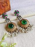 Dual-Tone Stylish Dangler Earrings | AMOLA