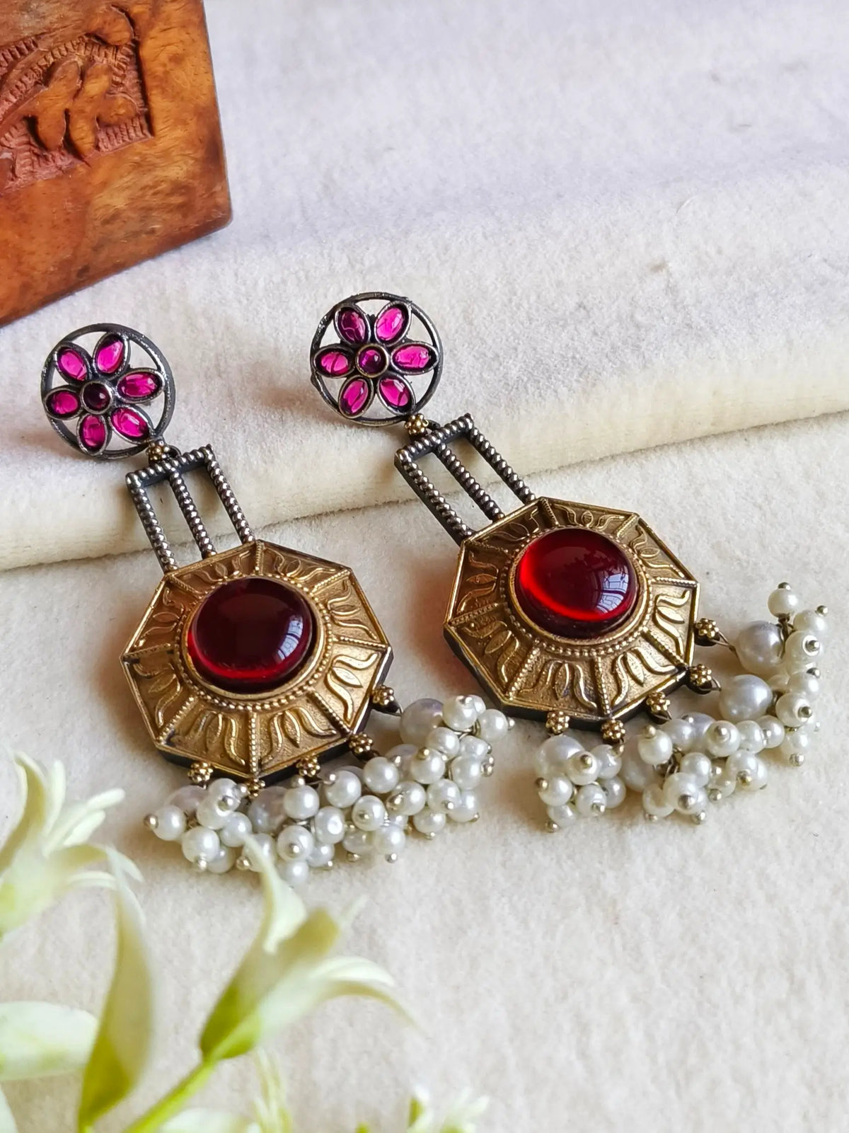 Dual-Tone Stylish Dangler Earrings | AMOLA