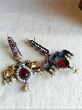 Dual Tone Oxidised Gemstone Earrings | AMOLA