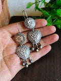 Handmade Silver Heart Hook Earrings Love | AMOLA