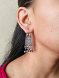 Floral Oxidised Silver Daily Hook Earrings | AMOLA