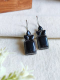 Oxidised Monalisa Stone Hook Earrings | AMOLA
