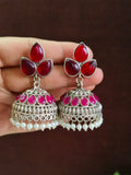 Navratri Oxidised Jhumkas with Beads | AMOLA