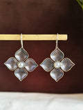 Oxidized Floral Pearl Drop Earrings | AMOLA
