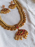 Ethnic Matt Lakshmi Coin Long Necklace | AMOLA