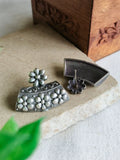 Phulwari Oxidised Silver Floral Stud Earrings | AMOLA