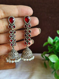Oxidized Silver Plated Long Jhumka Earrings | AMOLA