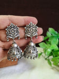 Antique Silver Plated Ethnic Jhumka Earrings | AMOLA