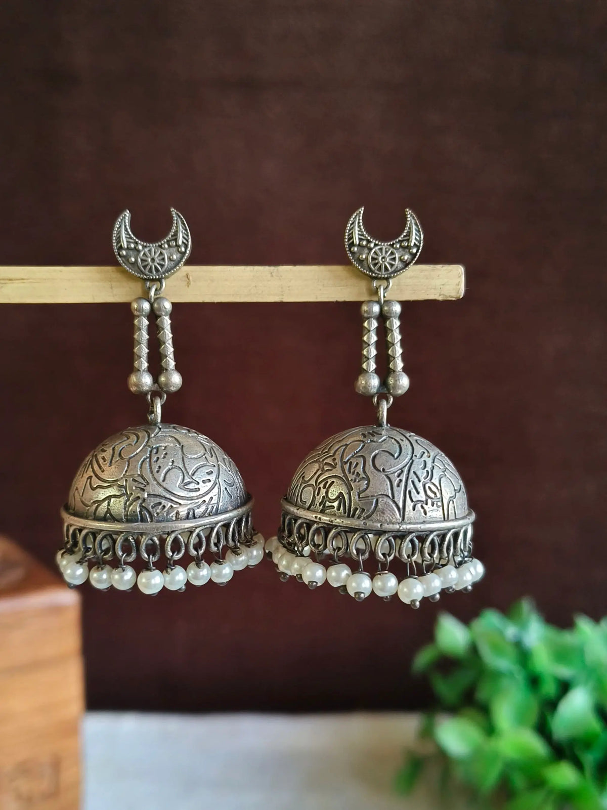 Classic Silver Oxidised Jhumka Earrings | AMOLA