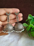 Classic Silver Oxidised Jhumka Earrings | AMOLA