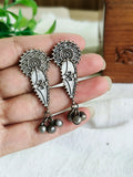 Silver Oxidized Drop Stud Earrings | AMOLA