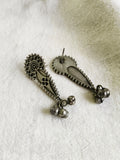 Silver Oxidized Drop Stud Earrings | AMOLA