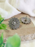 Silver Plated Round Oxidised Stud Earrings for Women | AMOLA