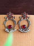 Antique Oxidised Floral Stud Earrings | AMOLA