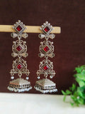 Antique Oxidised Drop Jhumki Earrings for Parties | AMOLA