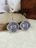 Silver Oxidised 5 Pesa Old Coin Hook Earrings | AMOLA